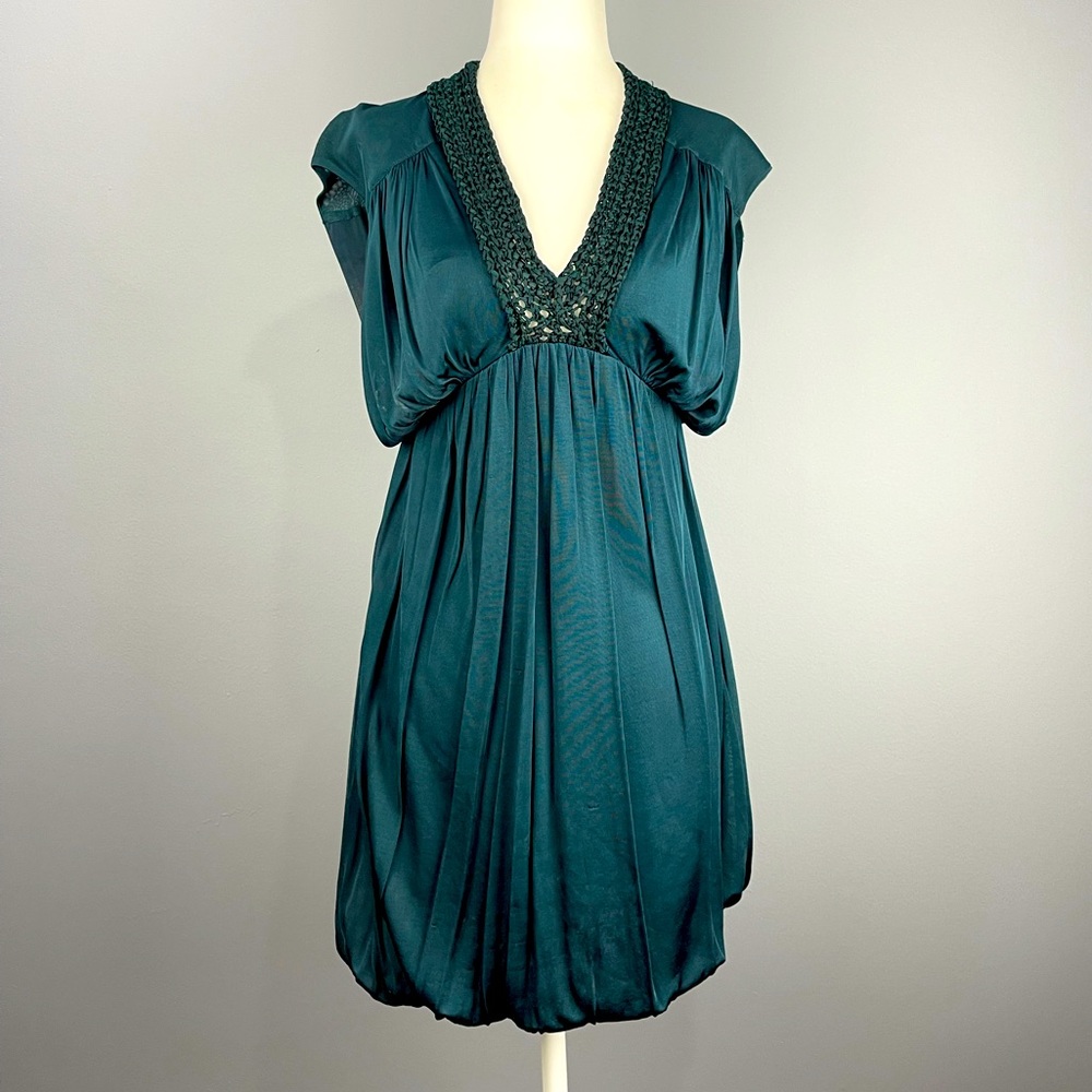 French Connection Dressy Dress V-Neck Bright Jade Color